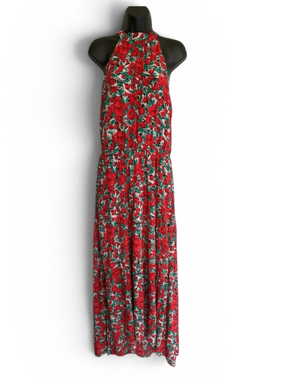 Bohochic Garden Party Red Floral Halter Maxi Summer Dress Size S/M - Picture 7 of 8